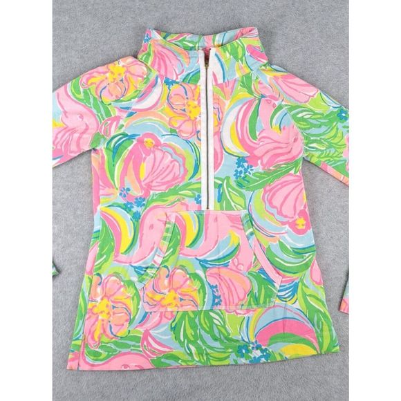 Lilly Pulitzer Skipper Popover Coat Jacket Women Small 1/2 Zip Floral - Picture 2 of 12